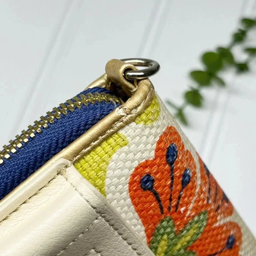 Spartina Leather & Floral Zip Around Phone Wallet/Wristlet - Missing Strap